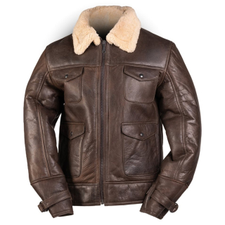 Bunda kožená US NAVY A4 SHEEPSKIN HNĚDÁ vel. M